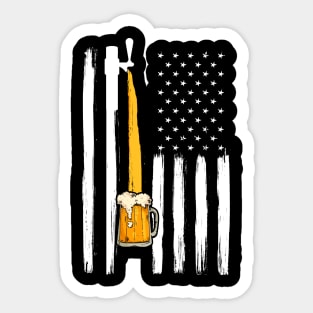 American Flag With Beer Vintage Design Sticker